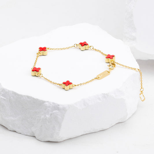 Pulsera Mini Trebol Rojo VCP30