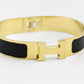 Pulsera Negra Rígida Herm€s Stainless Steel HM07