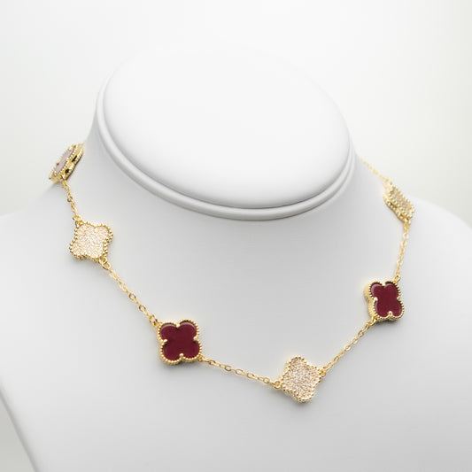 Cadena Oro Laminado Rojo Vino Con Circonitas VCAD12